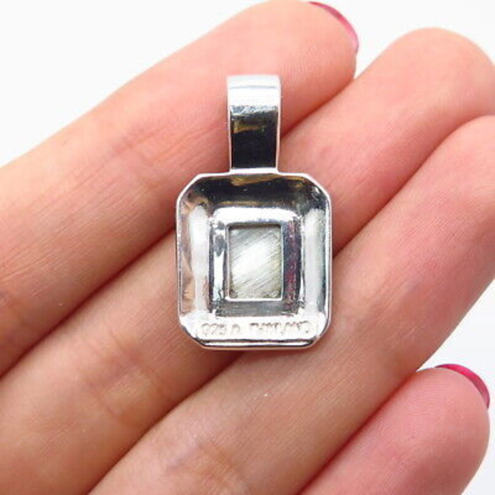 925 Sterling Silver Vintage Real Mother-of-Pearl & Marcasite Gemstone Pendant - Picture 2 of 6